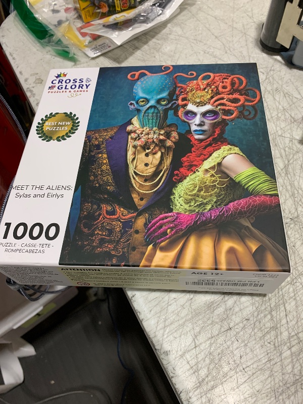 Photo 1 of Cross & Glory - Meet The Aliens: Sylas and Eirlys - 1000 Piece Jigsaw Puzzle | Vibrant Art Nouveau Design | Interstellar Romance Themed