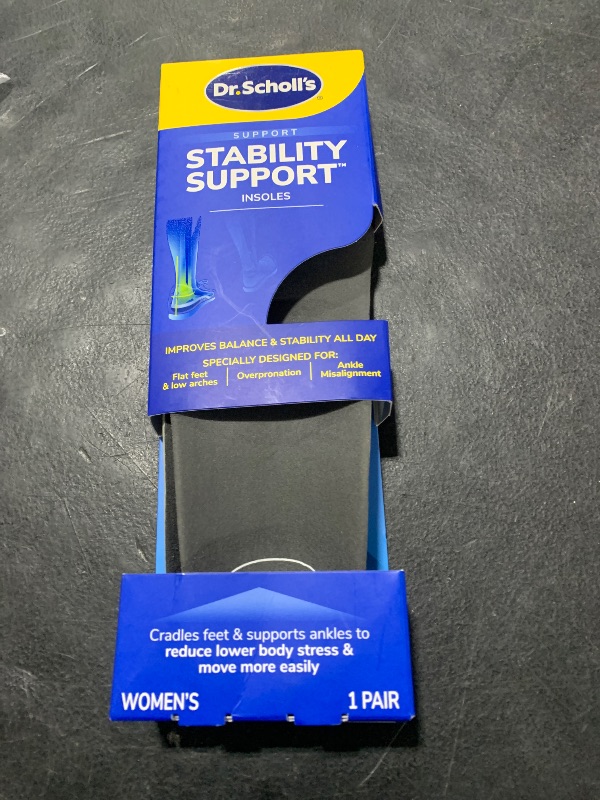 Photo 1 of ?Dr. Scholl's Stability Support Insoles, Flat Feet & Overpronation Low Arch Support, Improves Balance & Stability, Motion Control, Trim Inserts to Fit Shoes, Women's Size 6-10