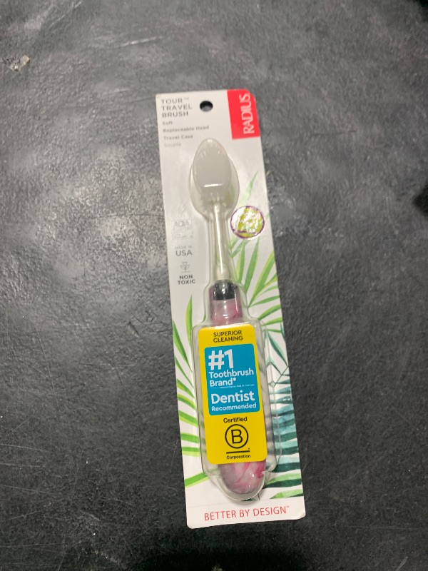 Photo 1 of RADIUS Toothbrush Tour Travel Brush, Desert Rose, BPA Free and ADA Accepted, Designed to Improve Gum Health and Reduce The Risk of Gum Disease, 1 Pack