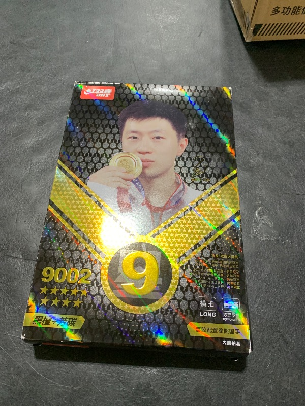 Photo 1 of DHS 9 Star 9002/9006 Table Tennis Racket, Professional 5 Wood 2 ALC Offensive Ping Pong Paddle with Hurricane 3 Sticky Rubber (9002-FL-Longhandle)