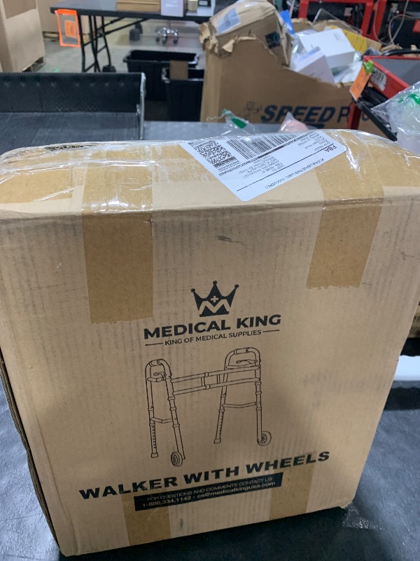 Photo 1 of Medical king Walkers for Seniors Aluminum Lightweight Walker with Wheels, Adjustable Width and Height, Folding Walker for Elderly, Handicapped, Disabled 2 Wheels in Front