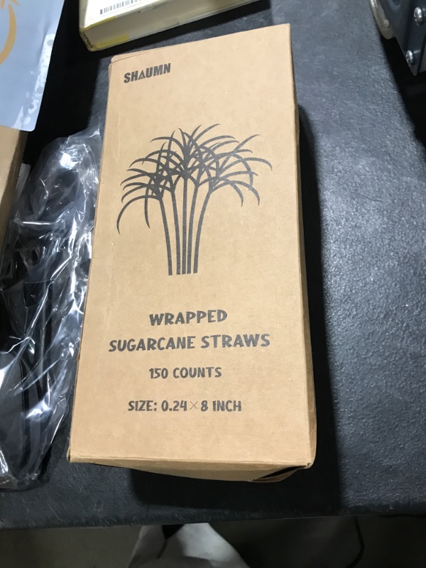 Photo 1 of Individually Wrapped 8 Inch Biodegradable Smoothie Straws Made from Sugarcane 150 pcs Compostable Disposable Drinking Straws A Great Alternative to Plastic/Paper Straws Not Soggy