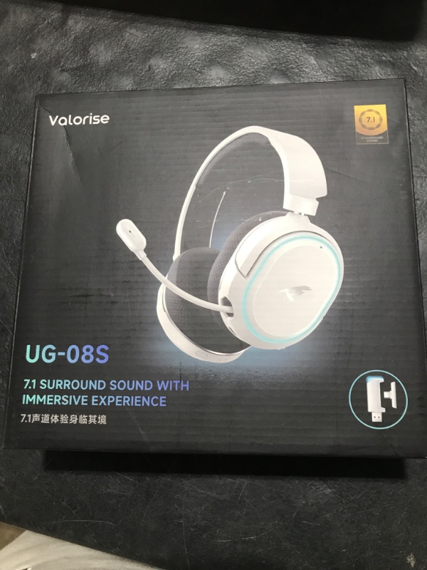 Photo 1 of Wireless Gaming Headset, 7.1 Surround Sound, 2.4GHz USB Gaming Headphones with Bluetooth 5.4, 100H Battery, ENC Noise Canceling Mic, RGB Light, Wireless Headset for PC PS5 PS4 Mac Switch (Black-White)