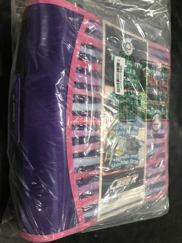 Photo 1 of Case-it Mighty Zip Tab Zipper Binder, 3" O-Ring with 5-Color tabbes, Expanding File Folder and Shoulder Strap and Handle, D-146-Light Pink