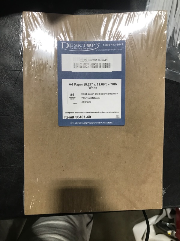 Photo 1 of Premium A4 (8.3"x 11.7") Printer Paper - 28lb Bond / 70lb Text (105 gsm) Bright White Paper (40 Sheets)