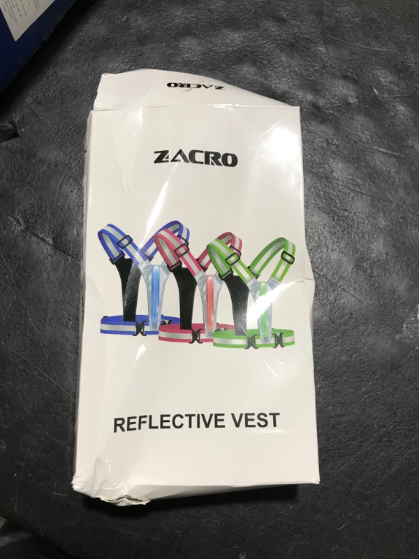 Photo 1 of Zacro LED Reflective Vest Running Gear, 5 Lights Colors High Visibility Reflective Running Gear Rechargeable Light Up Running Vest for Walking Running Cycling, Adjustable for Men Women Kids (Blue)