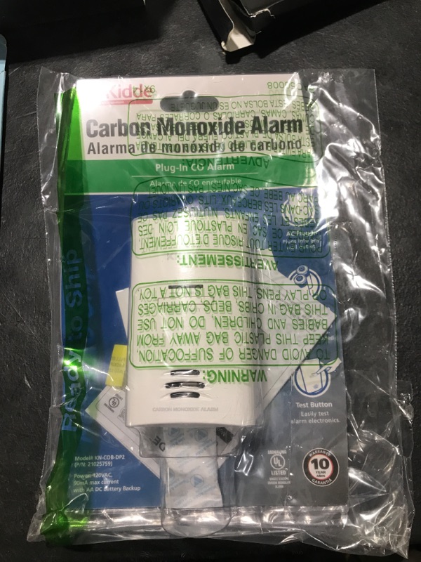 Photo 1 of Kidde Carbon Monoxide Detector, Plug In Wall with AA Battery Backup, Test-Hush Button