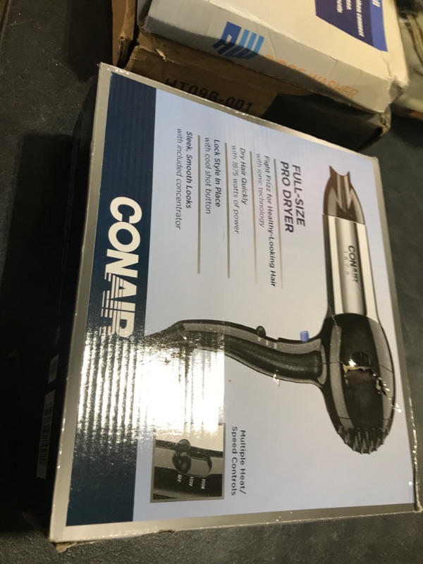 Photo 1 of Conair Hair Dryer, 1875W Full Size Hair Dryer with Ionic Conditioning, Blow Dryer