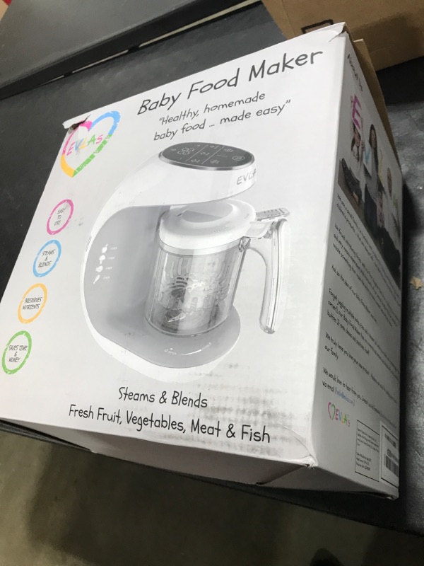Photo 1 of EVLA'S Baby Food Maker, Steamer, Blender, Baby Food Processor for Healthy Homemade Baby Food in Minutes, Touch Screen with 6 Reusable Food Pouches, Baby Registry Essential, White