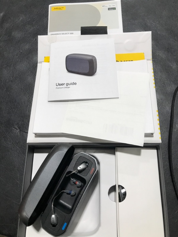 Photo 1 of Jabra Enhance Select 500 OTC Hearing Aids, Audiology Team Care Included, Bluetooth LE Audio & Bluetooth Streaming for Calls, Music, Media (iOS/Android), Nearly Invisible & Comfortable - Silver
