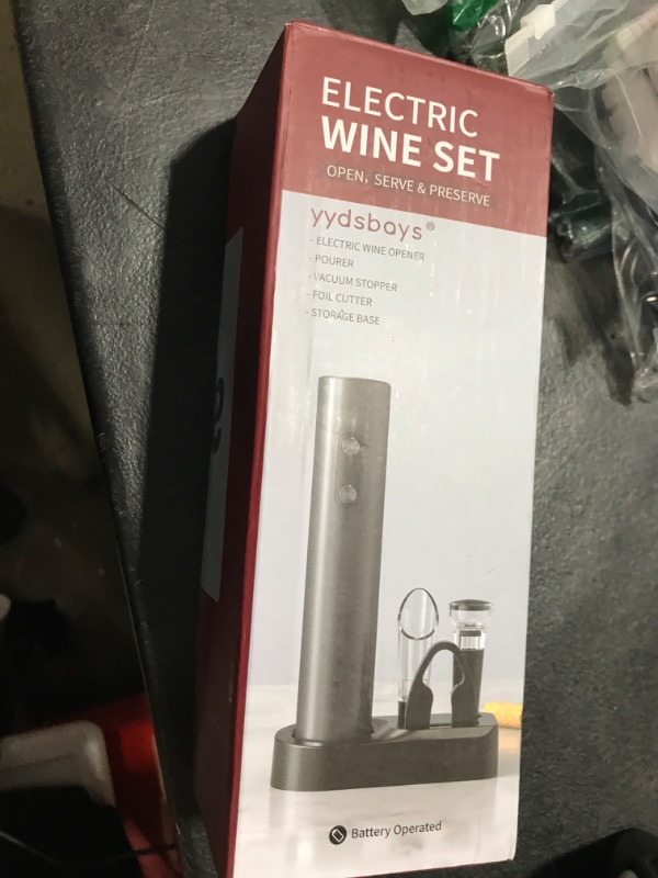 Photo 1 of Electric Wine Bottle Opener Automatic Corkscrew Professional for Wine Lovers Gift (Black, Base Set, Battery Operated)