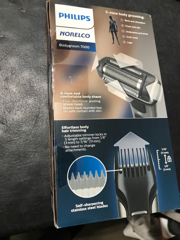 Photo 1 of Philips Norelco Bodygroom 7000 Series, Showerproof Groin and Body Trimmer for Men, Precise Body Grooming, Adjustable Comb, Safe Even Below The Belt, 80 Min. Runtime, Model BG7030/49
