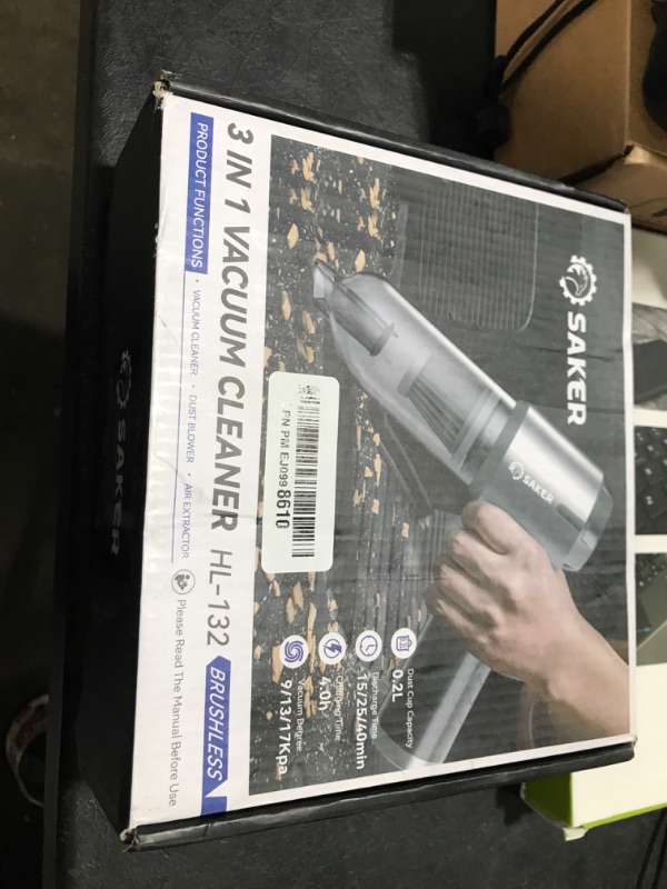 Photo 1 of Saker Handheld Car Vacuum Portable Cordless17000PA Mini Vacuums Rechargeable Foldable Vacuum Cleaner with Brushless Motor for Gifts Home,Office Pet and Father's Day HL132 Black