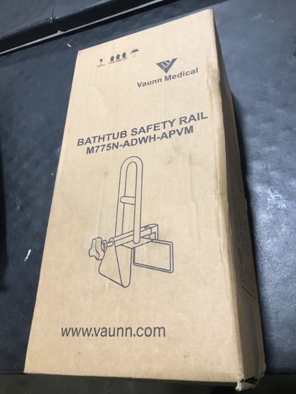 Photo 1 of FSA/HSA Eligible, Vaunn Adjustable Bathtub Safety Rail Shower Grab Bar Handle, Stainless Steel, White
