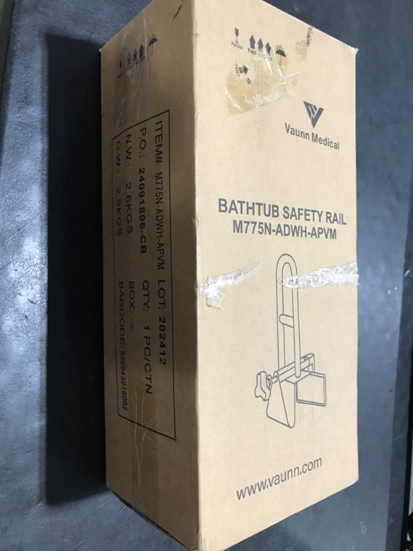 Photo 1 of FSA/HSA Eligible, Vaunn Adjustable Bathtub Safety Rail Shower Grab Bar Handle, Stainless Steel, White