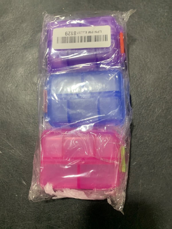 Photo 1 of iouwei Large Pill Organizer with Medicine Labels, Travel Daily Pill Container, Mini Medication Organizer, 7-Day Pill Case, Set of 3 (Blue+Pink+Purple)