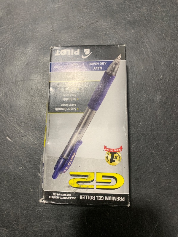 Photo 1 of Pilot, G2 Premium Gel Roller Pens, Fine Point 0.7 mm, Navy Blue, Pack of 12
