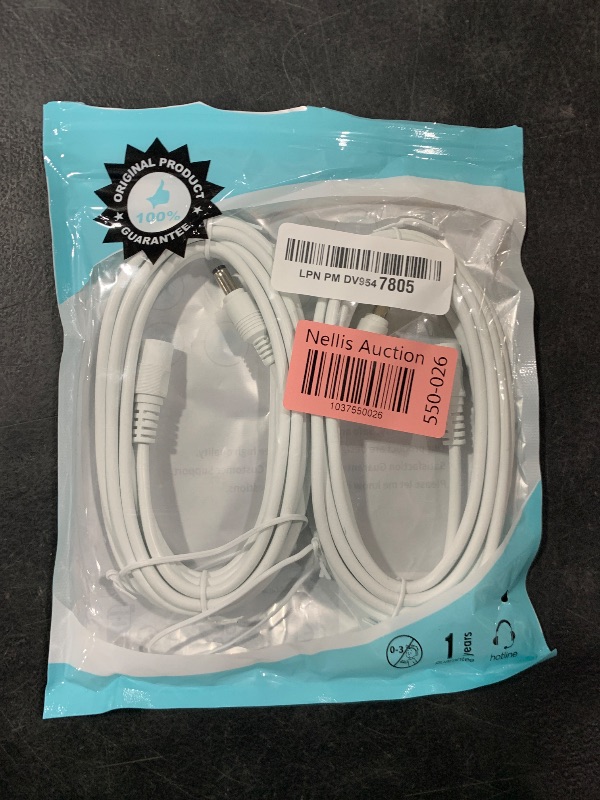 Photo 1 of Tonton 2 Pack 10FT 3M DC Power Extension Cable 5.5 mm x 2.1 mm 5521 Male to Female 12V DC Adapter Cord Compatible with CCTV Security IP Camera,Survelliance DVR Standalone,LED Strip,Monitors(White)