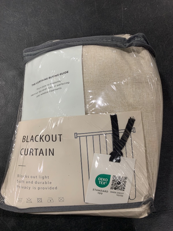 Photo 1 of 100% Blackout Shield Linen Blackout Curtains for Bedroom 96 Inches Long, Back Tab/Rod Pocket Living Room Drapes, Thermal Insulated Blackout Curtains 2 Panels Set, 50" W x 96" L,Cream