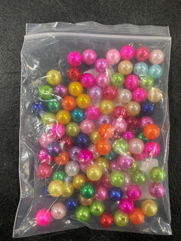 Photo 1 of 100pcs 12mm Pearl Beads Mix Colors Pearl Craft Beads Round Loose Pearls with Holes for Sewing Crafts Decoration Bracelet Necklace Jewelry Making