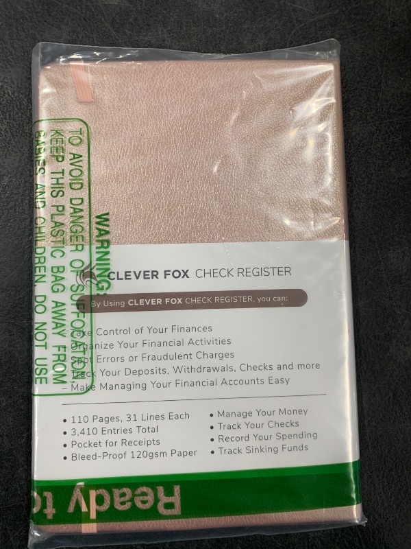 Photo 1 of Clever Fox Check Register Book - Deluxe Transaction Register, Accounting Ledger Book, Checkbook Register & Checking Account Register Book for Personal and Work Use, A5 Hardcover - Rose Gold