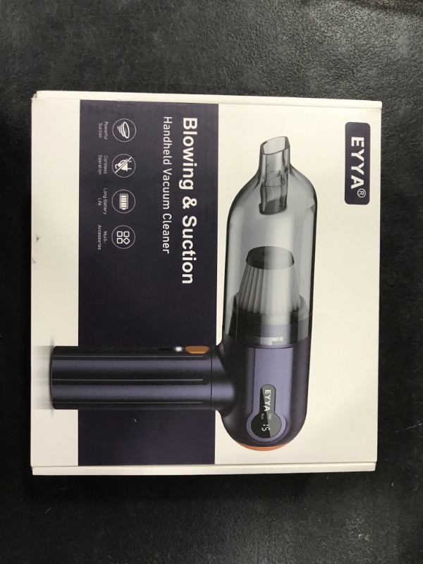 Photo 1 of EYYA Handheld Car Vacuum Cleaner Cordless, 15000PA High Power Portable Mini Car Vacuum Cleaner & Air Duster, 3 Gear, Digital Display, Hand Held Vacuum Cleaner Rechargeable for Car, Home, Pet Hair