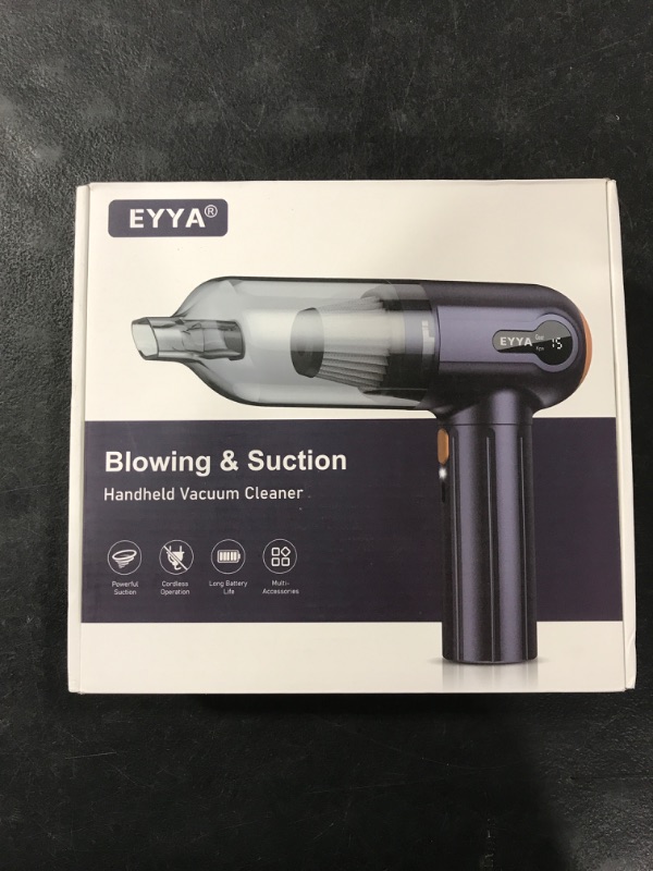 Photo 1 of EYYA Handheld Car Vacuum Cleaner Cordless, 15000PA High Power Portable Mini Car Vacuum Cleaner & Air Duster, 3 Gear, Digital Display, Hand Held Vacuum Cleaner Rechargeable for Car, Home, Pet Hair