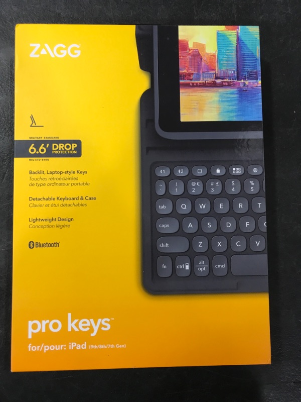 Photo 1 of ZAGG Pro Keys Detachable Case & Wireless Keyboard for Apple iPad 10.2" (Gen 9, 8, 7) - Bluetooth Pairing, Backlit Laptop-Style Keys, Apple Pencil Holder, 6.6ft Drop Protection, Black