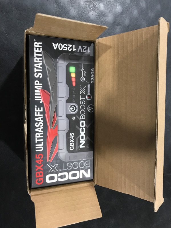 Photo 1 of NOCO Boost X GBX45 1250A 12V UltraSafe Portable Lithium Jump Starter, Car Battery Booster Pack, USB-C Powerbank Charger, and Jumper Cables for up to 6.5-Liter Gas and 4.0-Liter Diesel Engines