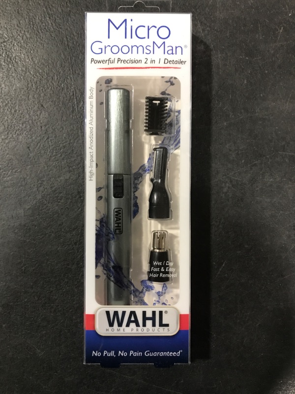 Photo 1 of Wahl Micro Groomsman Battery Personal Trimmer for Hygienic Grooming with Rinseable, Interchangeable Heads for Eyebrows, Neckline, Nose, Ears, & Other Detailing - 05640-600