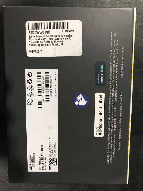 Photo 1 of Jabra Enhance Select 500 OTC Hearing Aids, Audiology Team Care Included, Bluetooth LE Audio & Bluetooth Streaming for Calls, Music, Media (iOS/Android), Nearly Invisible & Comfortable - Silver