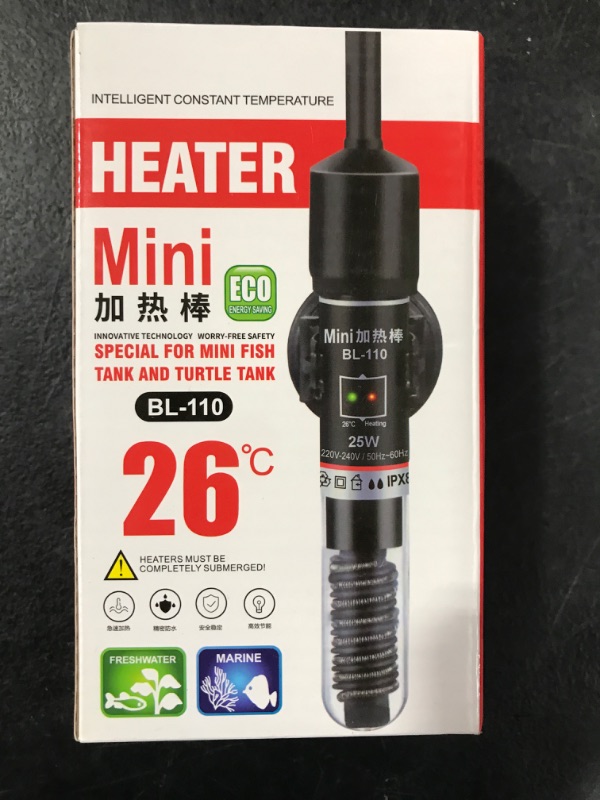 Photo 1 of JOR Submersible Betta Heater with Sticker Thermometer for Aquarium & Frog Terrarium, Homebrewing, Aquaponics & Seed Germination (25 Watts)