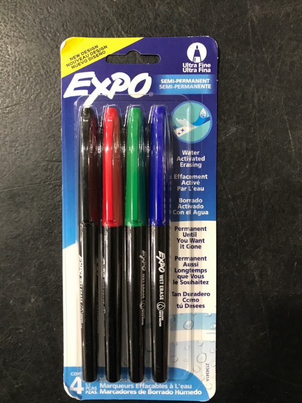 Photo 1 of Expo Vis-a-Vis Wet-Erase Marker, Fine Point, 4-Color Set (SAN16074)