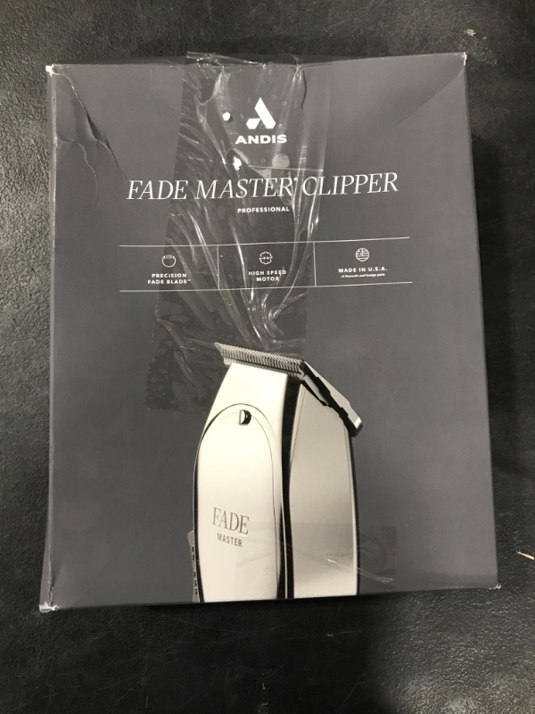 Photo 1 of Andis 01820 Professional Fade Master Hair Clipper, Adjustable Carbon Steel Fade Blade Clipper - Zero Gap, Unbreakable Aluminium Housing, Chrome, Silver