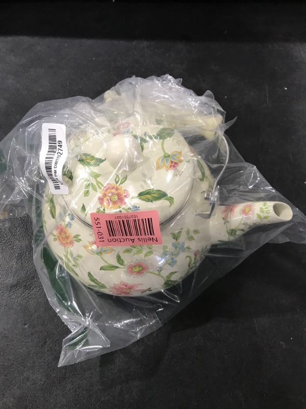 Photo 1 of Jucoan 2.6 Quart Vintage Enamel Tea Kettle, Green Floral Enamel on Steel Teapot with Cool Touch Porcelain Handle for Stovetop Home Kitchen Decor, Gift for Housewarming Christmas New Year