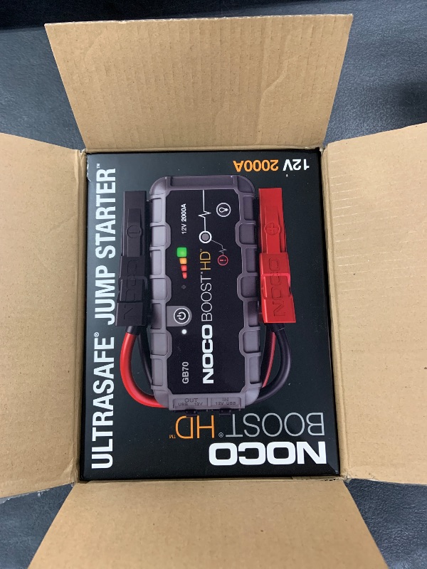 Photo 1 of NOCO Boost HD GB70 2000A UltraSafe Car Battery Jump Starter, 12V Battery Booster Pack, Jump Box, Portable Charger and Jumper Cables for 8.0L Gasoline and 6.0L Diesel Engines