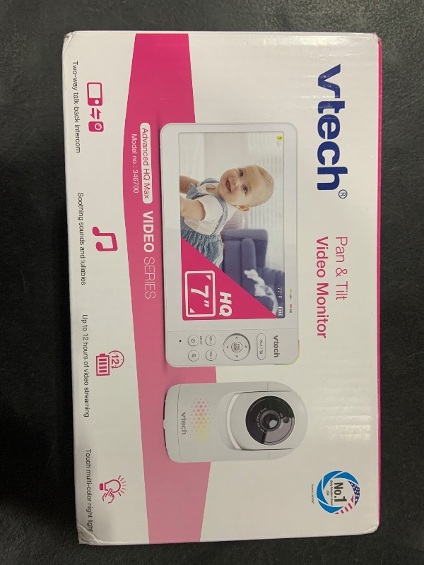 Photo 1 of VTech Upgraded 7" Baby Monitor, Advanced HQ Max, Pan Tilt Zoom Video Baby Monitor with Camera and Audio, IPS Screen, Touch Control Multi-Color Night Light, 2-Way Talk, Lullabies, No WiFi