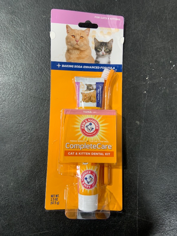 Photo 1 of Arm & Hammer for Pets Complete Care Cat & Kitten Dental Kit | Includes 2.5 oz Tuna Flavor Enzymatic Cat Toothpaste, Cat Toothbrush, and Rubber Finger Brush for Cats