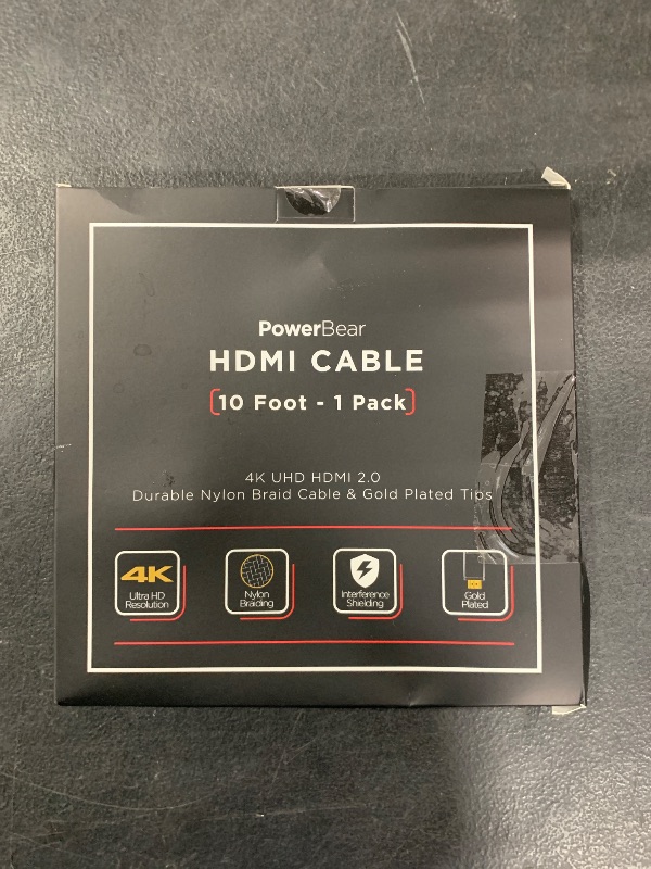 Photo 1 of PowerBear 4K HDMI Cable 10 ft | High Speed Hdmi Cables, Braided Nylon & Gold Connectors, 4K @ 60Hz, Ultra HD, 2K, 1080P, ARC & CL3 Rated | for Laptop, Monitor, PS5, PS4, Xbox One, Fire TV, & More
