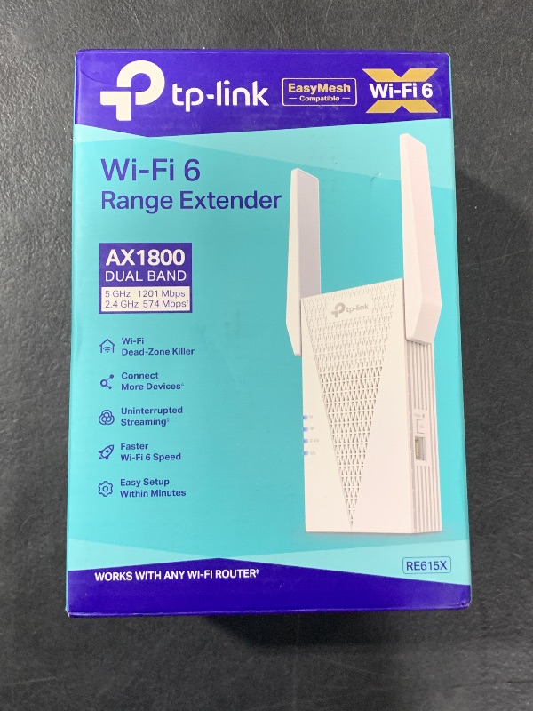Photo 1 of TP-Link AX1800 WiFi 6 Range Extender with Ethernet Port | Internet Signal Booster for Home | Dual-Band Wireless Repeater Amplifier | Access Point Mode | APP Setup | OneMesh Compatible (RE615X)