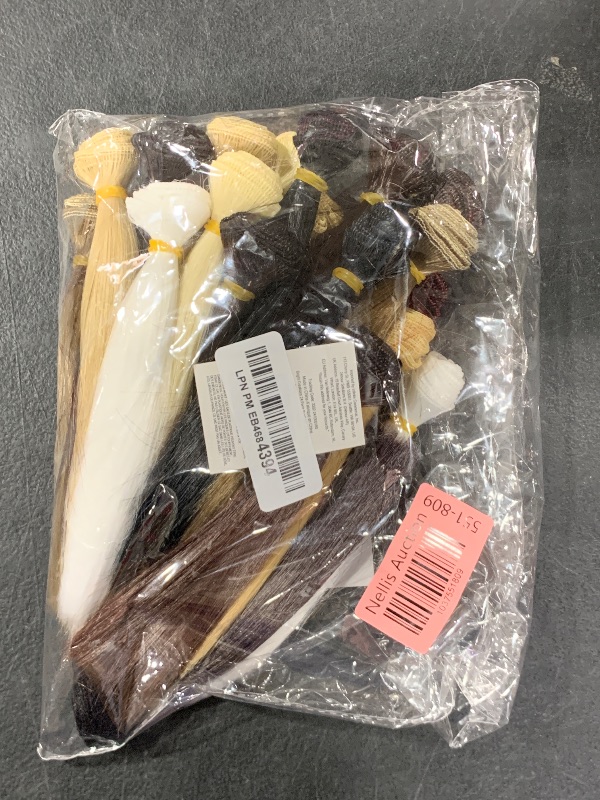 Photo 1 of 24-Pack Straight Synthetic Doll Hair Wefts, 39.4x5.9-Inch Faux Hair Extensions in 12 Colors for Making Dolly and Figurine Wigs, Rerooting, Crafting and Art Supplies (Natural Colors)