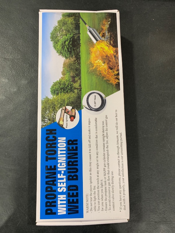 Photo 1 of Sevenmeet  Torch for Outside with 11.5FT Hose, Propane Torch Weed Burner for Weeding, Roof Asphalt, Snow Melting (Blue)
