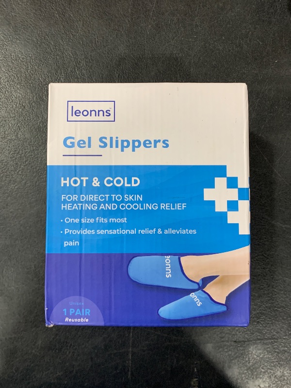 Photo 1 of LEONNS Gel Ice Pack Slippers - Provides Hot and Cold Therapy for Foot Pain, Neuropathy Pain Relief for Feet, Gout Relief, Swollen Feet, Plantar Fasciitis and Heel Spurs- One Size Fits Most (Blue)