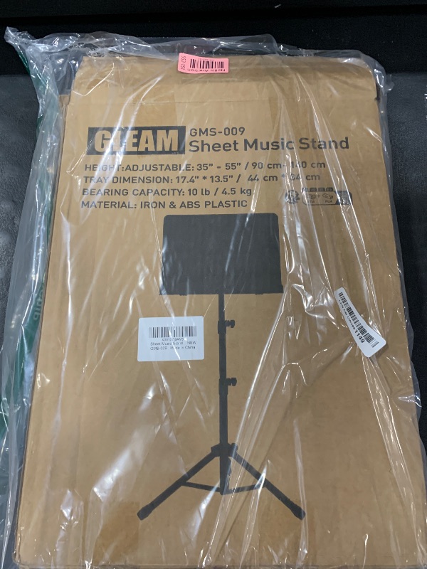 Photo 1 of GLEAM Sheet Music Stand - Full Metal with Carrying Bag, Phone Holder, Sheet Music Folder and Clip, 5 in 1 Desktop Book Stand