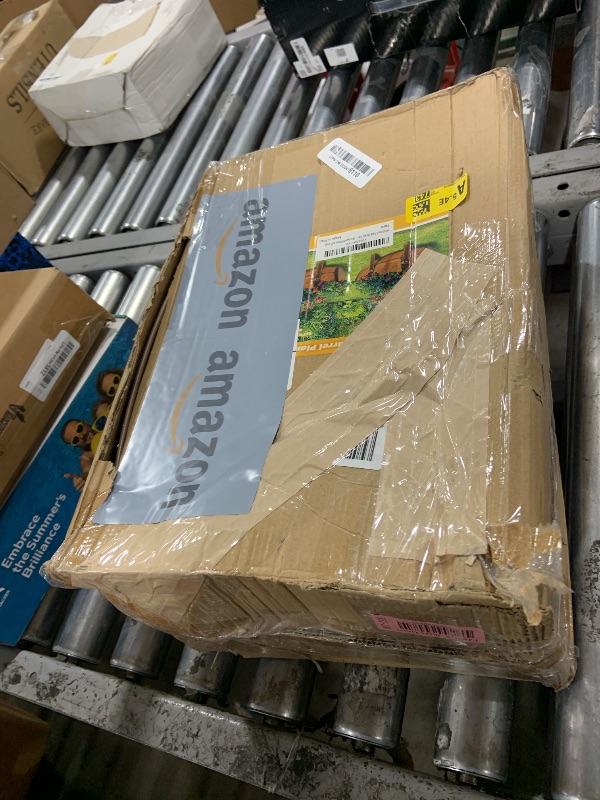 Photo 1 of Aoutrow 15.43In 2 Pack Rustic Barrel Planters, Decorative Outdoor Garden Backyard Planter with Legs, Metal Flower Pot Half Barrel Planter Box, Brown