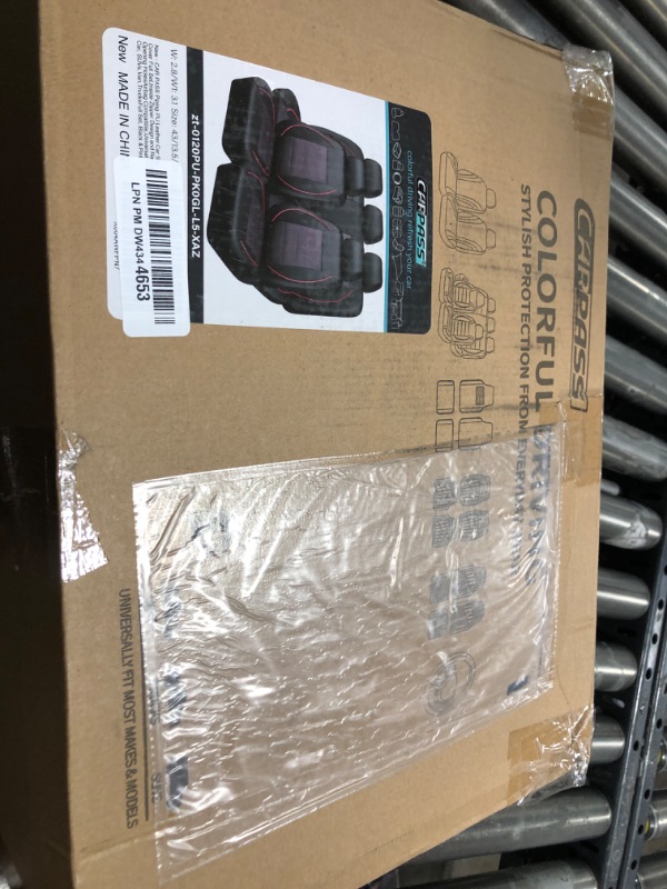 Photo 1 of CAR PASS Piping PU Leather Car Seat Cover Full Set,Inside Zipper Design and Reserved Opening Holes?Airbag Compatible,Universal FIT for Car, SUVs,Van,Trucks?Full Set, Black & Pink?