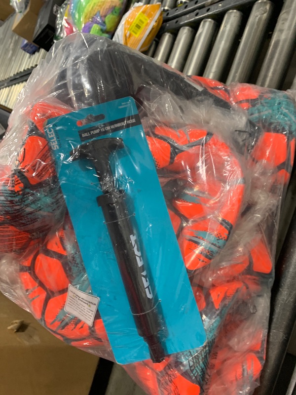 Photo 1 of Select Classic V21 Soccer Ball, 12-Ball Pack with Duffle Ball Bag and Hand Pump, Orange, Size 5
