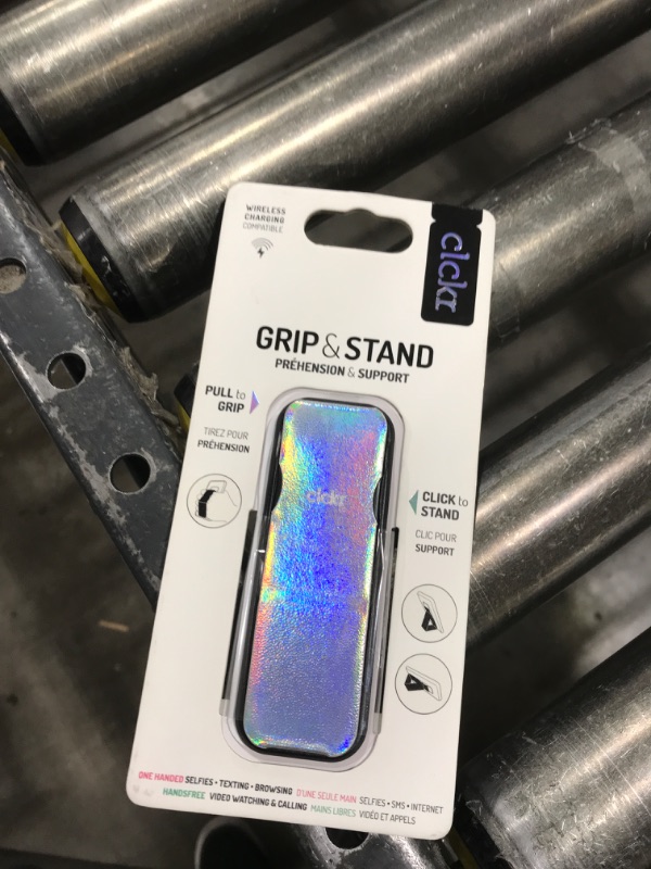 Photo 1 of CLCKR Cell Phone Stand compatible with iPhone X/XS/XR/6/7/8 and Samsung Galaxy S9/S9/S10/S10 Plus - Metallic Silver