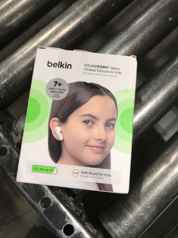 Photo 1 of Belkin Soundform Nano - Bluetooth Earbuds for Kids with Built-in Microphone, 24H Battery Life, 85dB Safe Volume Limit - Kids Bluetooth Earbuds for iPhone, iPad, Galaxy & More - White