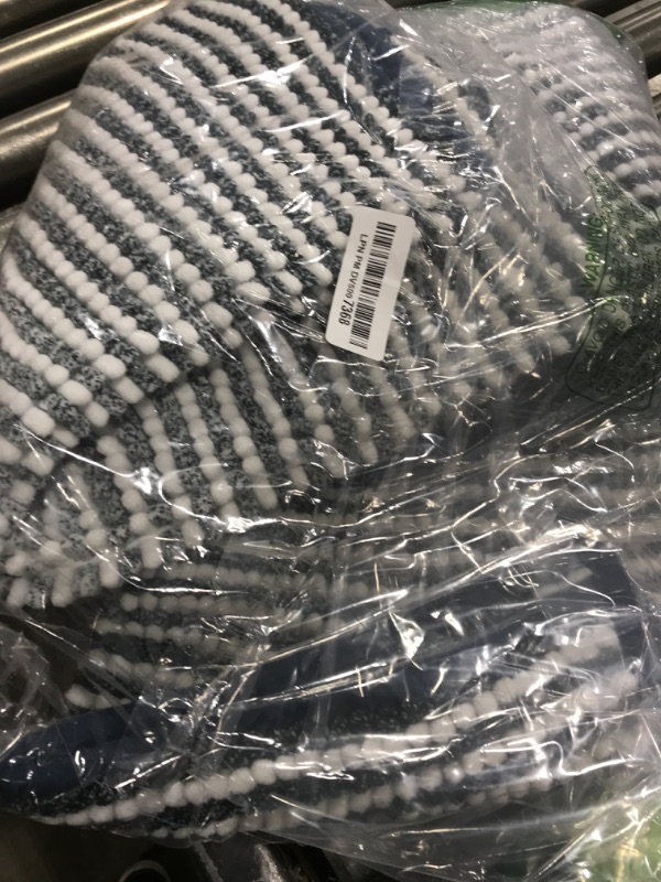 Photo 1 of FRESHMINT Ombre Chenille Bathroom Rugs Sets 2 Piece 17"x24"+20"x32", Non-Slip Bath Mats Set for Bathroom Floor, Bath Rugs Set of 2, Absorbent Washable Shower Mat, Navy Blue and White